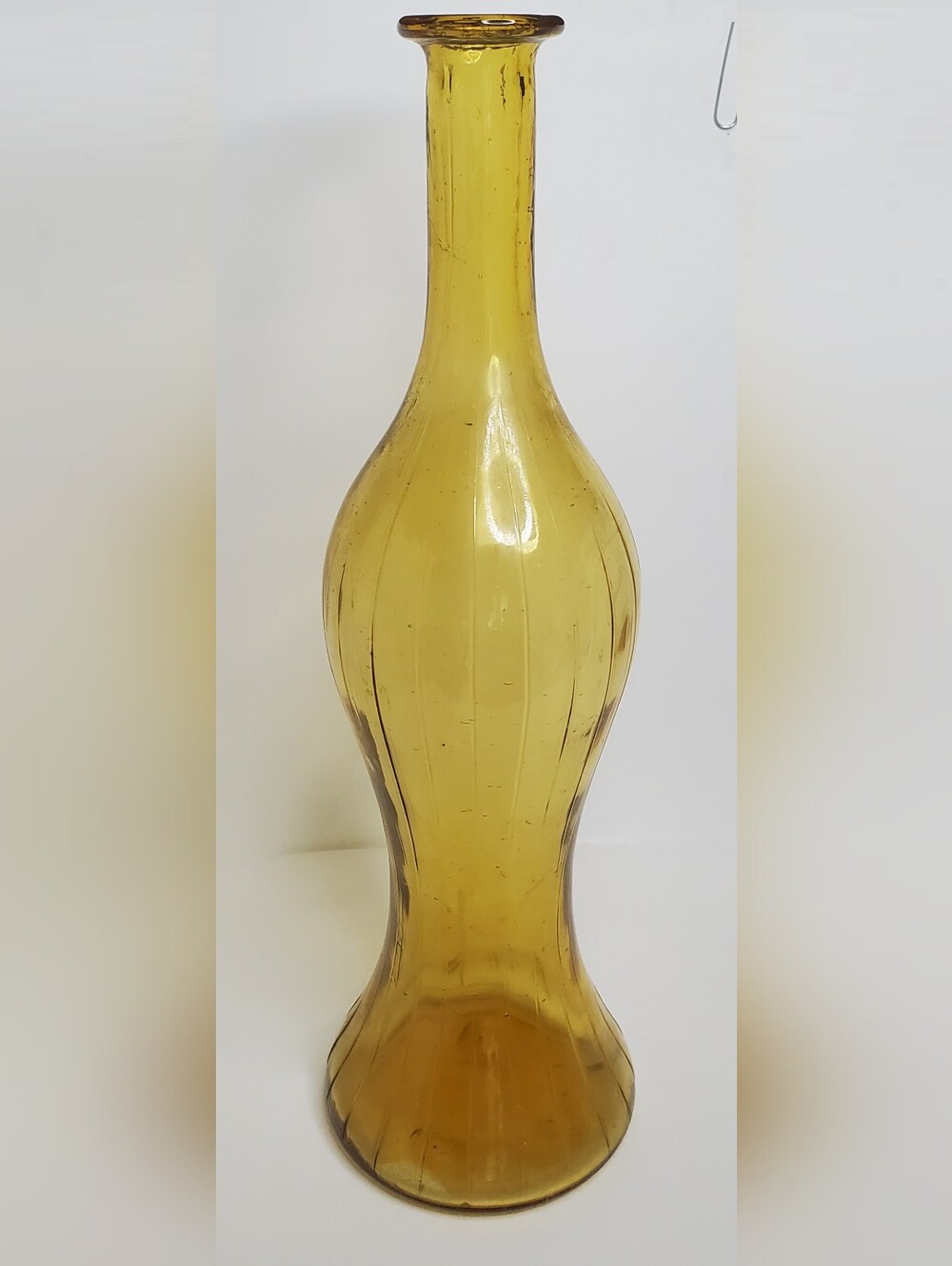 Vintage MCM Amber Glass Ribbed Empoli Genie Vase Decorative Bottle - 14"